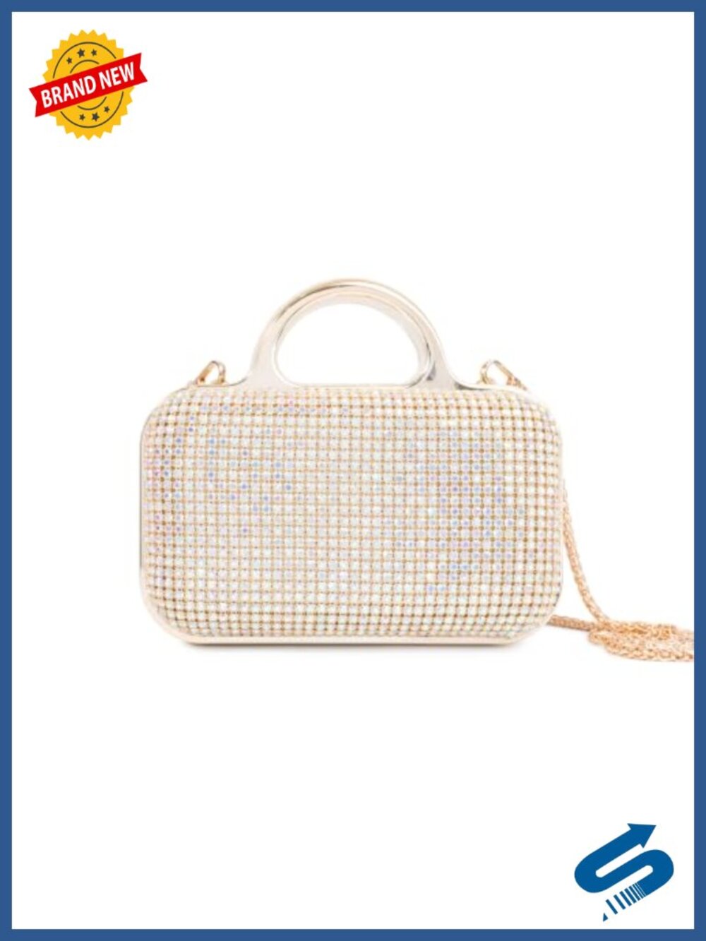 Rhinestone Evening Clutch Crossbody Bag Magnetic Gold Top Handle